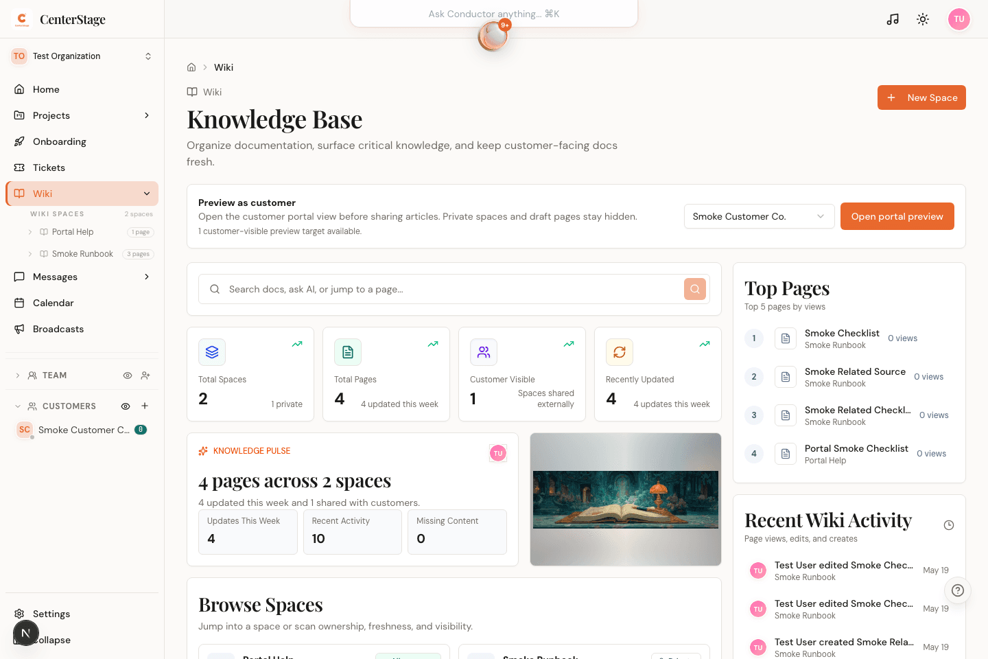 Living team knowledge CenterStage product screenshot