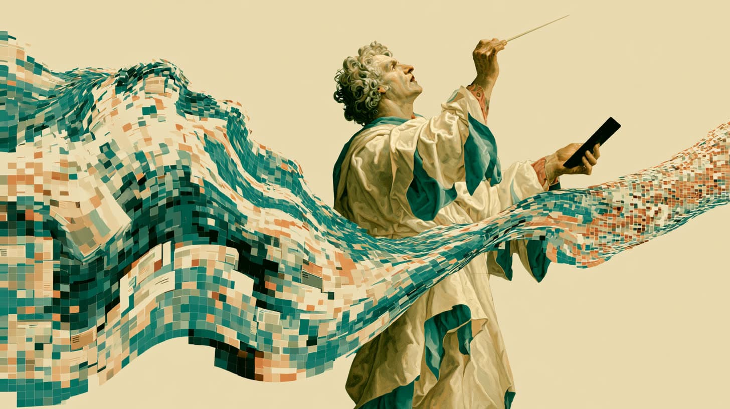 Knowledge Base Renaissance dither illustration