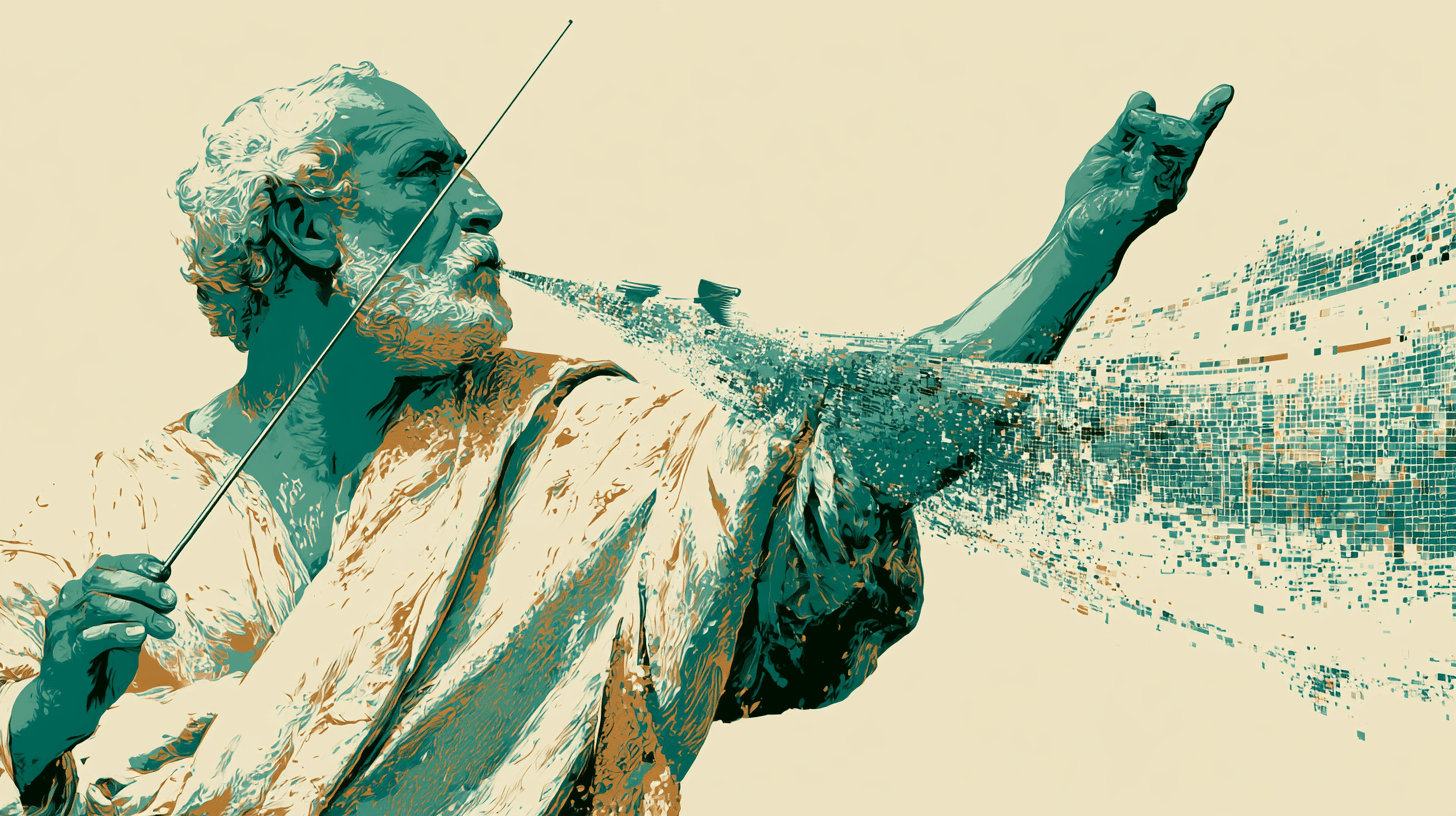 Baroque conductor guiding digital signal for CenterStage sign in