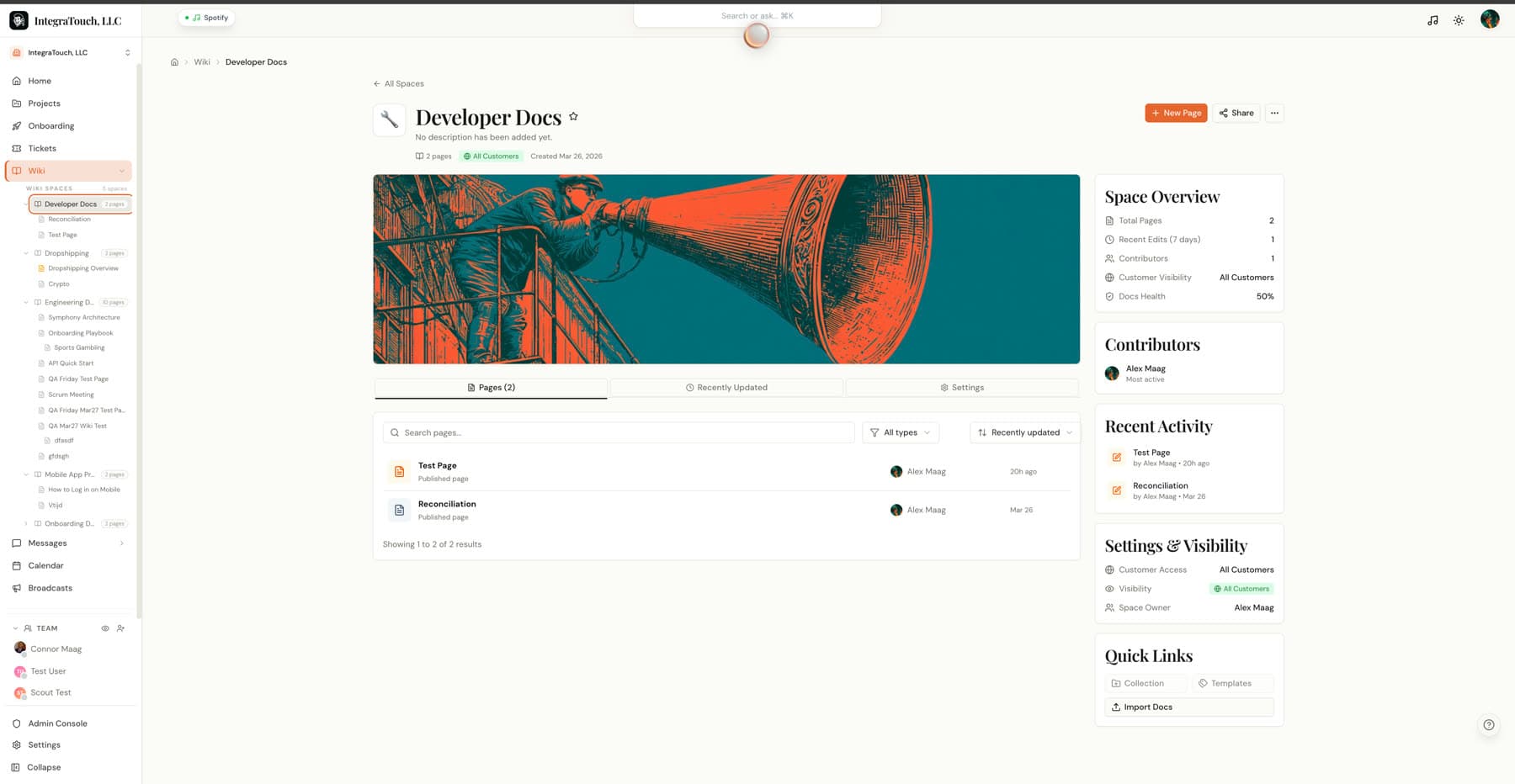 Developer docs space CenterStage product screenshot