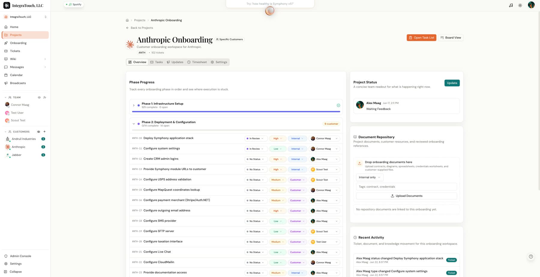 Onboarding workspace CenterStage product screenshot